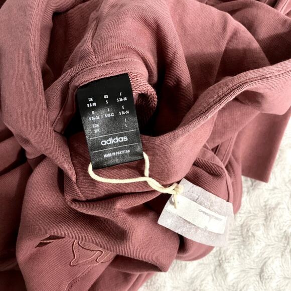 Adidas Rosa Pink Embroidered ALL SZN French Terry 3-Stripes Oversized Hoodie S - Picture 6 of 7